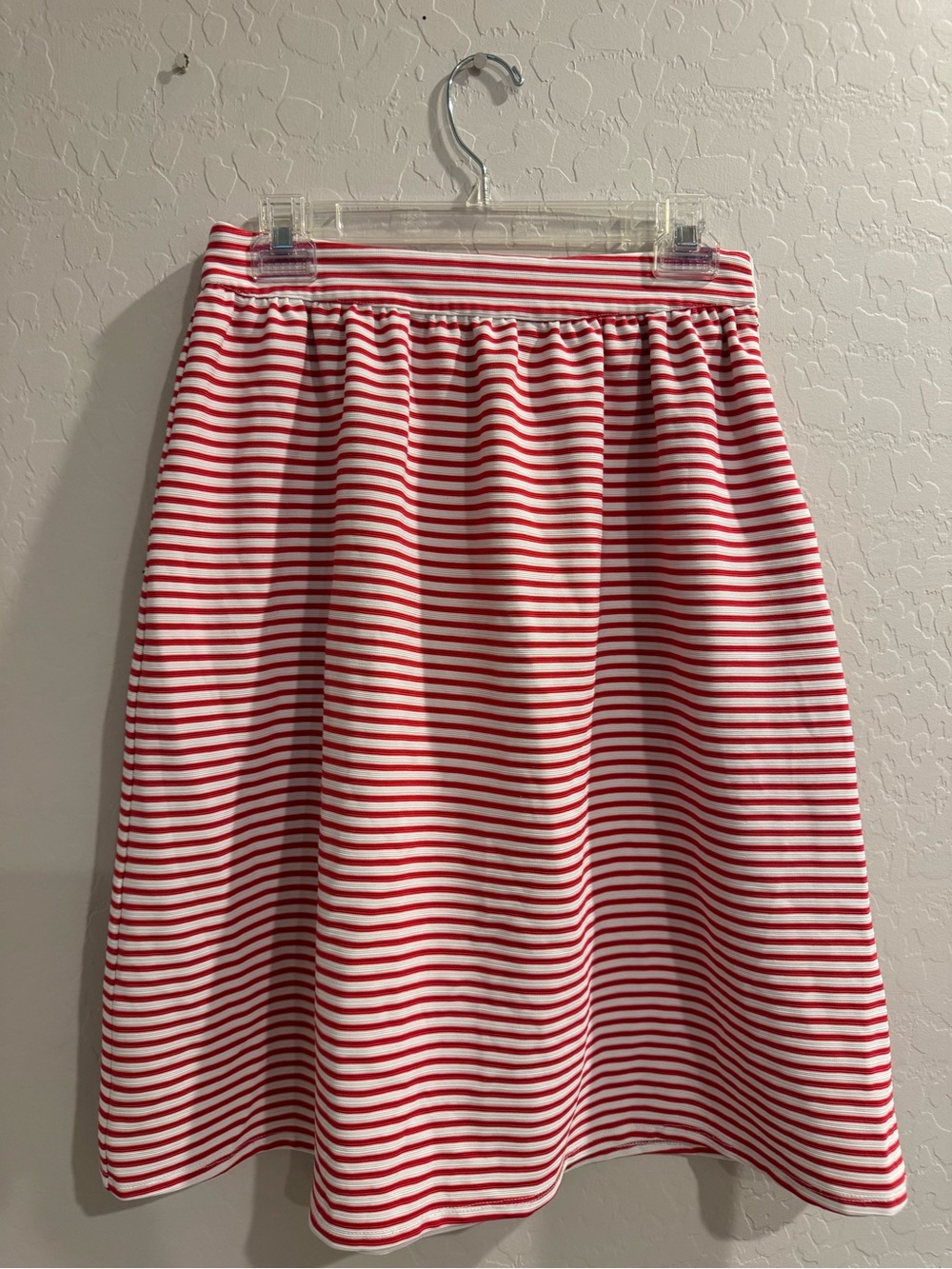DownEast Red and White Striped A-Line Skirt